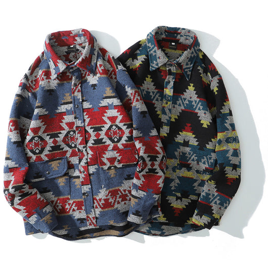 Camisa Acolchada Étnica en Lana