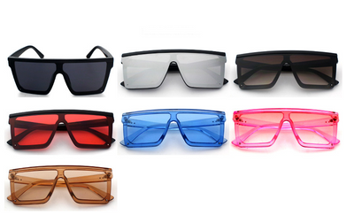 Large-frame square sunglasses with a tortoiseshell pattern frame and gradient brown lenses, shown from front and side. - Image 26