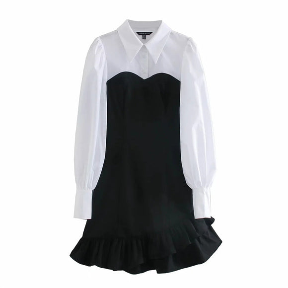 Vestido Patchwork con Volantes