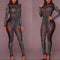 Jumpsuit de Malla Manga Larga Cuello Redondo