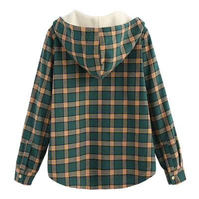 Chaqueta Hoodie Cuadrillé Acolchada para Mujer Talla Mediana - Image 4