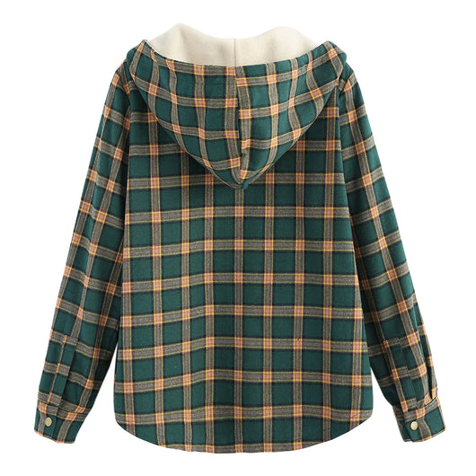 Chaqueta Hoodie Cuadrillé Acolchada para Mujer Talla Mediana - Image 4