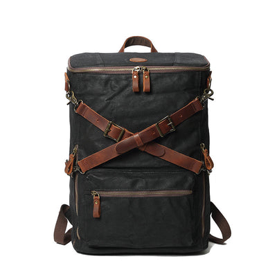 Bolsa Vintage para Laptop en Cuero y Lona - Estilo Profesional