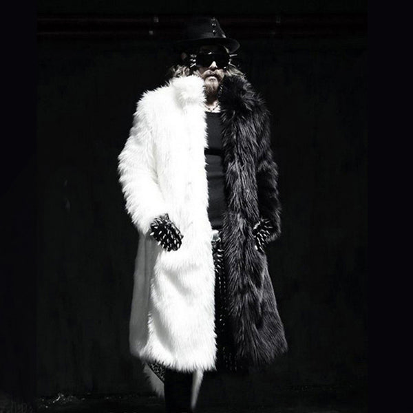Chaqueta Acolchada Capucha Pelaje Sintético Negro y Blanco