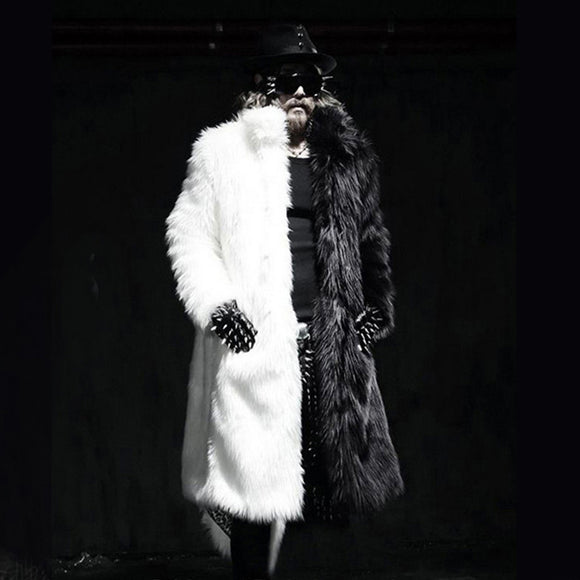 Chaqueta Acolchada Capucha Pelaje Sintético Negro y Blanco