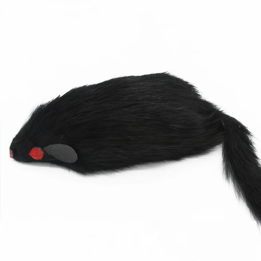 Two plush mouse cat toys, one brown and one black, with red eyes and tails, shown on a white background. - Image 3