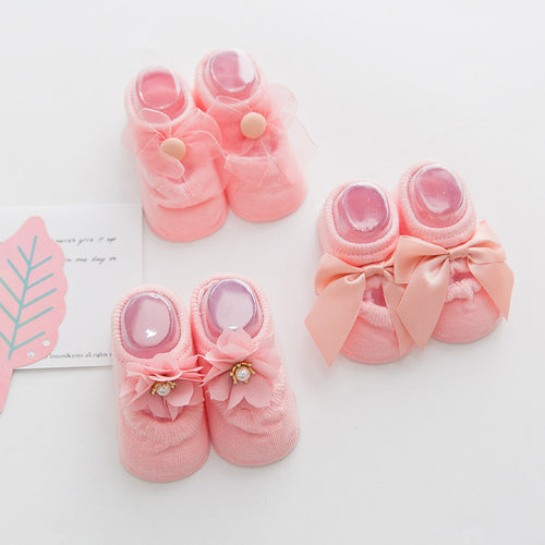 3 Pares de Calcetines con Moño de Encaje y Perforaciones