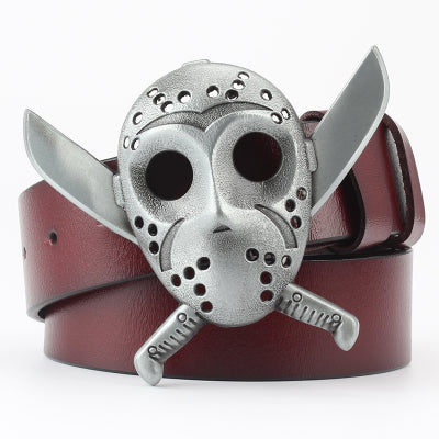 Cinturón Casual de Cuero con Hebilla Ghost Head y Correa Ancha Decorativa - Image 9