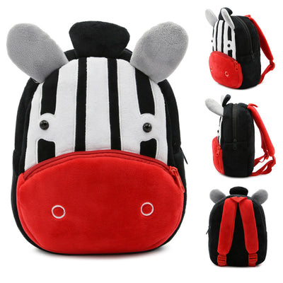 Plush gray and navy blue elephant backpack for toddlers, featuring a front zipper pocket, brown ears, and adjustable straps. - Image 3