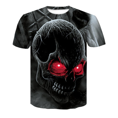 Playera Hombre Calavera Póker 3D - Cuello Redondo Manga Corta Verano Casual - Image 12