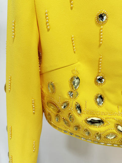 Conjunto Elegante con Top Corto y Falda Larga - Detalles de Diamantes y Abalorios - Image 16