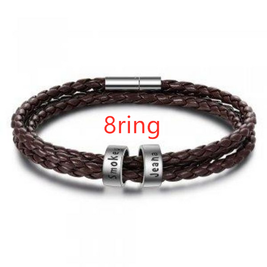 Pulsera de Cuero Trenzado Personalizada para Hombre con Nombre y Acero Inoxidable - Image 36