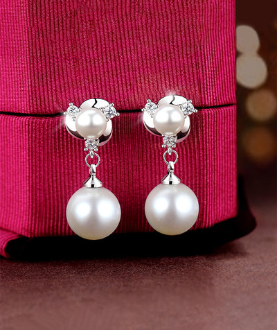 Aretes de Perla con Borla en Plata Esterlina para Mujer