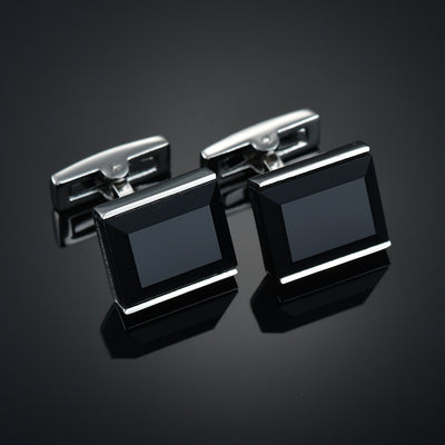Gemelos de Camisa Francés Cuadriculado con Cristales de Diamante para Hombre - Image 12