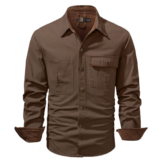 Camisa Polo de Manga Larga Algodón Lavado Tallas Grandes Hombre Color Sólido - Image 12