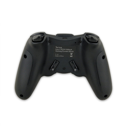 Black mobile wireless Bluetooth game controller with a built-in phone clip, dual analog sticks, and colored face buttons. - Image 2