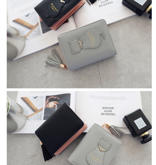 Billetera Compacta para Mujer con Diseño de Gato y Cierre de Hebilla - Image 5