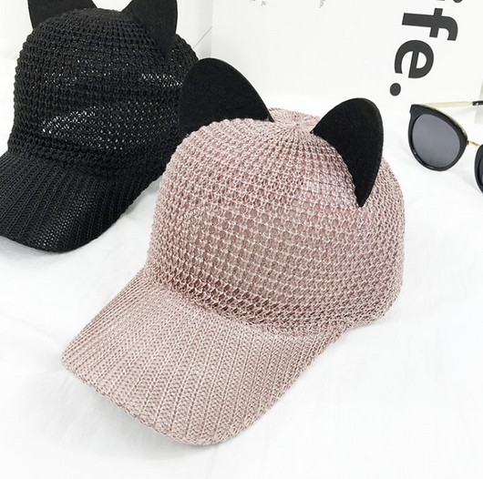 Gorra de Béisbol con Orejas de Gato Transpirable y Protección Solar