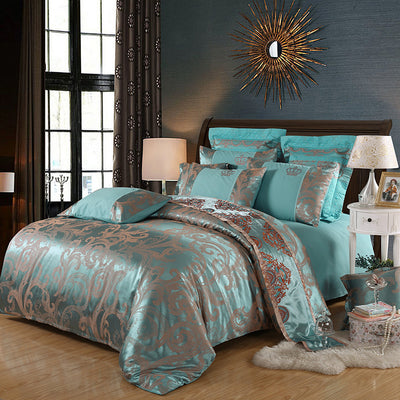 Juego de Cama Satinado Jacquard de Cuatro Piezas - Image 3