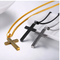 Collar Cruz Vintage Acero Inoxidable 316L Dorado para Hombre - Joyería Cristiana Negra