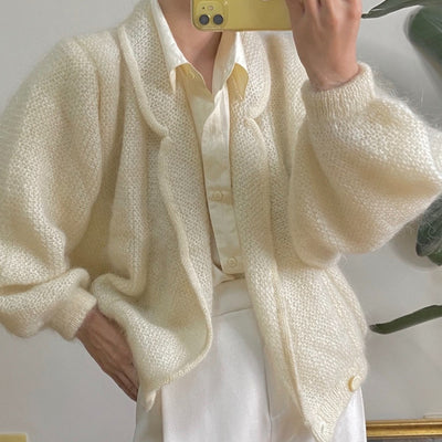 Cardigan Retro Francés con Mangas Abullonadas - Tejido Suave para Mujer - Image 6