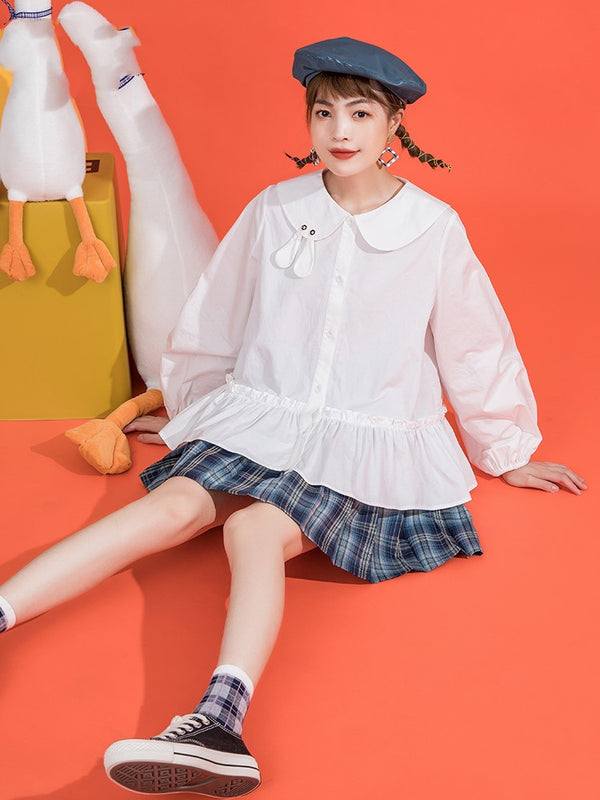 Blusa Cuello Muñeca con Mangas Abullonadas para Mujer