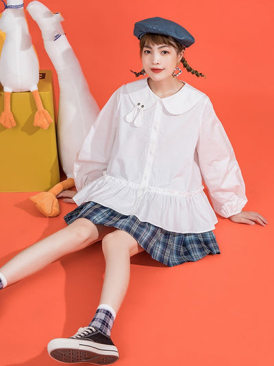 Blusa Cuello Muñeca con Mangas Abullonadas para Mujer