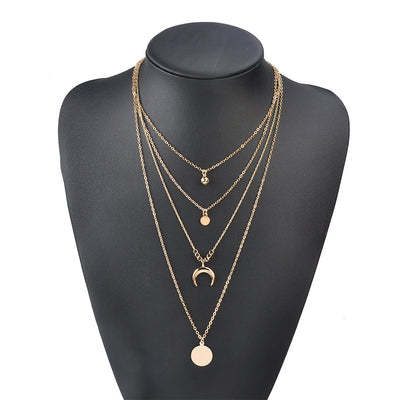 Collar Multicapa de Estilo Étnico Retro con Luna y Discos de Aleación - Image 2