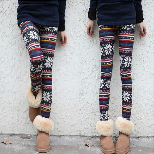 Leggings Térmicos Copo de Nieve con Lana de Cordero - Cintura Alta Elástica