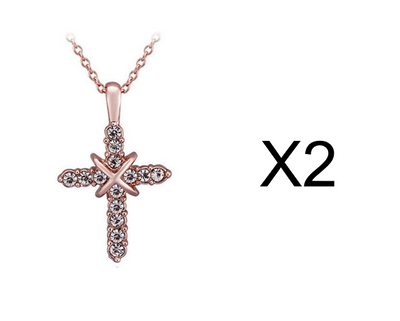 Cadena de Clavícula con Cruz de Jesús Tachonada - Image 4