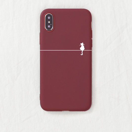 Funda Minimalista de Gatito para Teléfono - Compatible con Apple