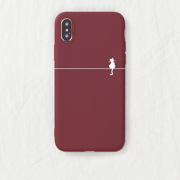 Funda Minimalista de Gatito para Teléfono - Compatible con Apple