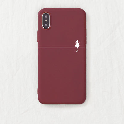 Funda Minimalista de Gatito para Teléfono - Compatible con Apple