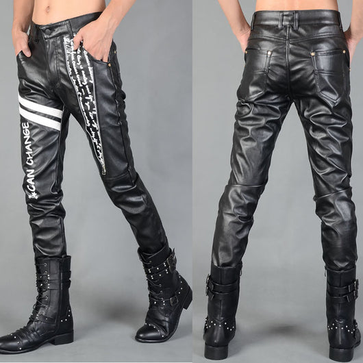 Pantalones de Cuero Ajustados con Cierre para Hombre - Otoño e Invierno - Image 5