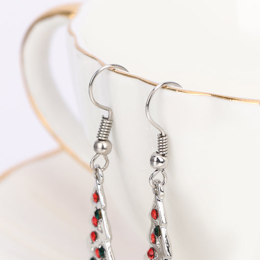 Aretes Navideños de Árbol de Cristal Rojo - Pendientes de Moda para Mujer - Image 3