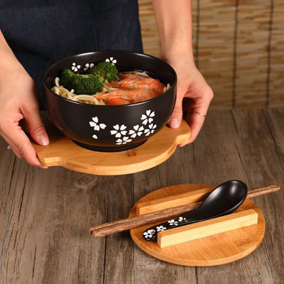 Tazón de Cerámica para Fideos y Arroz con Tapa Estilo Japonés - Image 3
