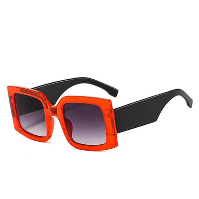 Large-frame green and tortoise shell sunglasses with gradient blue to yellow square lenses. - Image 16