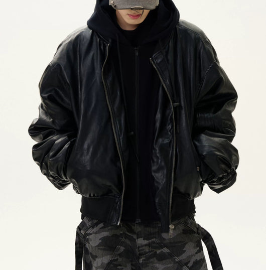 Chaqueta Acolchada de Cuero PU con Capucha y Forro Térmico - Image 3