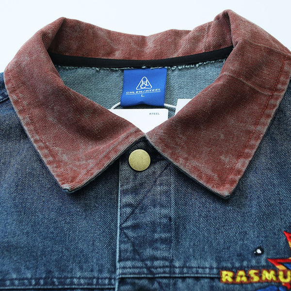 Chaqueta Denim Vintage con Bordado de Pareja