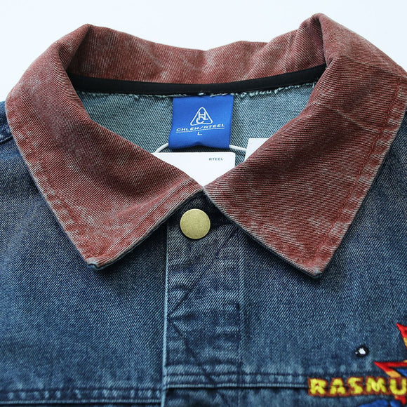 Chaqueta Denim Vintage con Bordado de Pareja