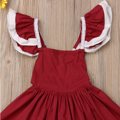 Vestido Infantil Corto con Mangas Volantes y Dobladillo Asimétrico - Image 3