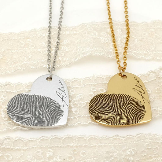 Collar Personalizado con Huella Dactilar y Nombre en Corazón - Image 3