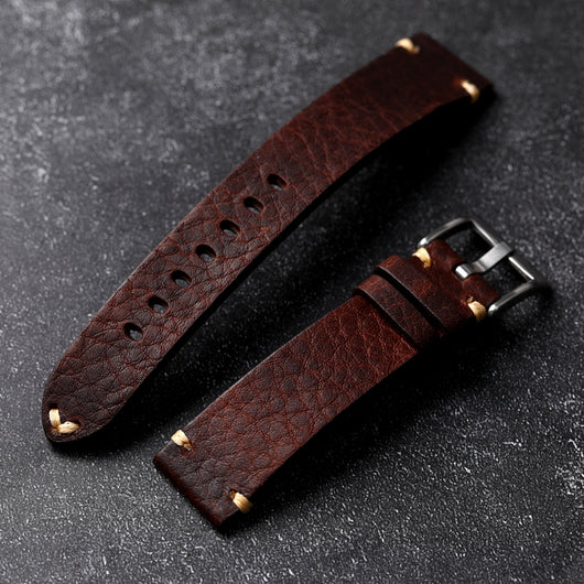 Correa de Reloj Cuero Genuino Gris Marrón Envejecido Artesanal - Image 16