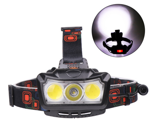Linterna Frontal LED COB T6 de 3 Lámparas - Visión Ultra Clara