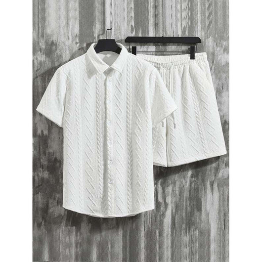 Conjunto de Camisa y Shorts con Patrón de Diamantes para Hombre - Image 2
