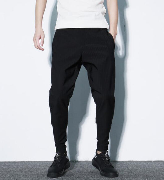 Pantalones Harem Sueltos a Rayas Negras