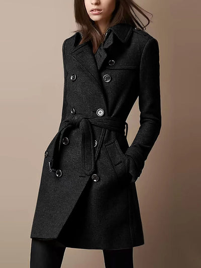 Abrigo de Lana Cruzado para Mujer - Estilo Casual Elegante - Image 12