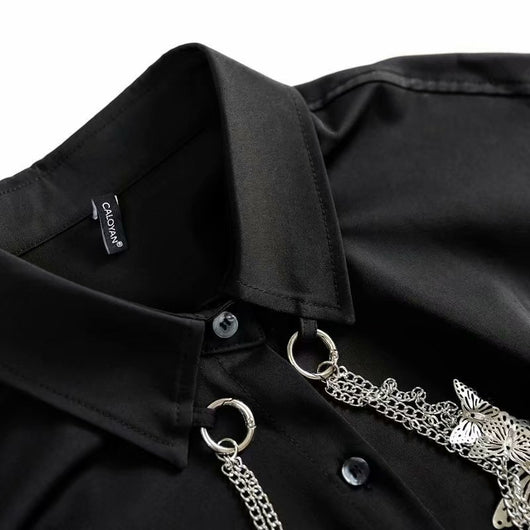 Camisa Manga Larga con Solapa Retro para Hombre - Image 3