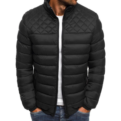 Abrigo de Invierno para Hombre con Diseño de Costura Rombo y Cuello de Pie - Image 16