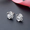 Sterling Plateado rose stud earrings Platinum